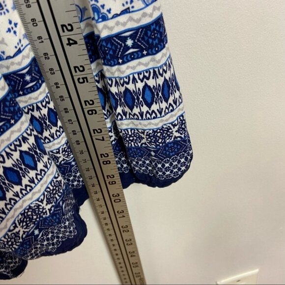 Anthropologie Paisley Print Romper Long Sleeves Blue White Bohemian XS Elevenses - Picture 11 of 16